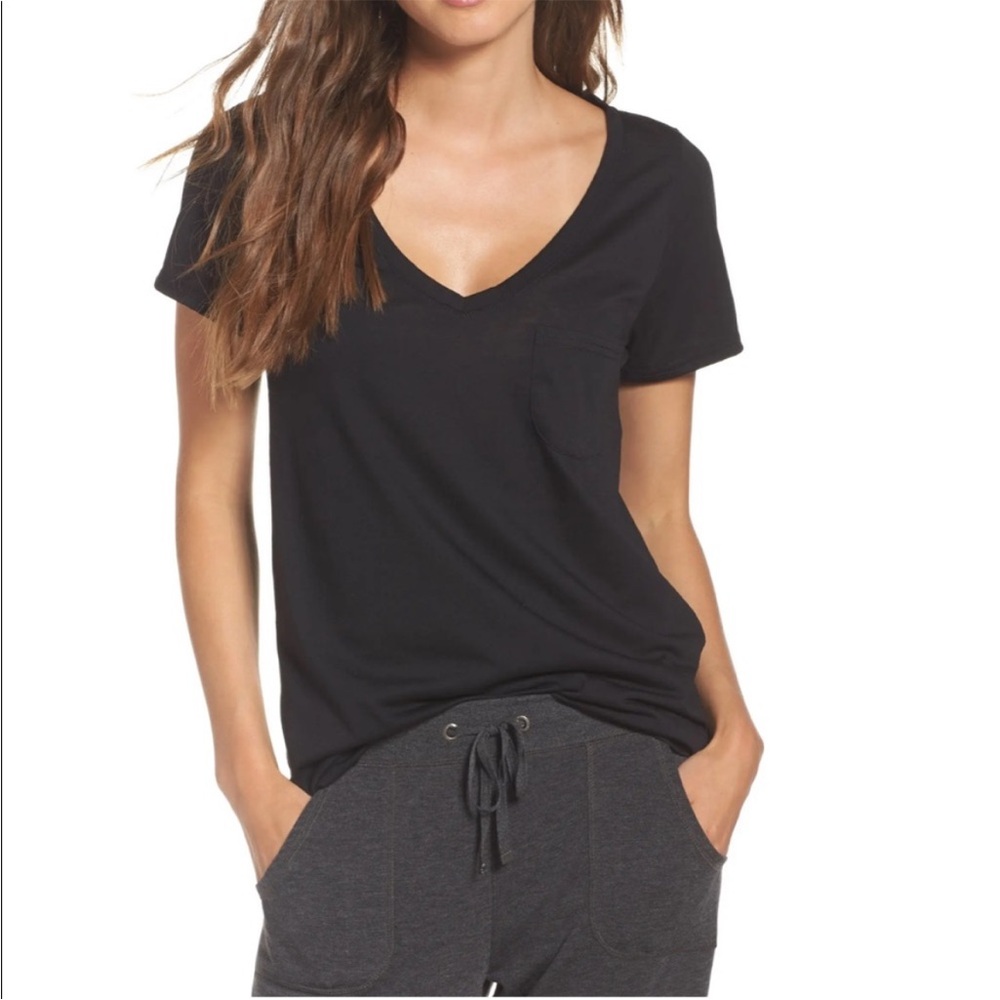 Make + Model Black V Neck Pajama Tee